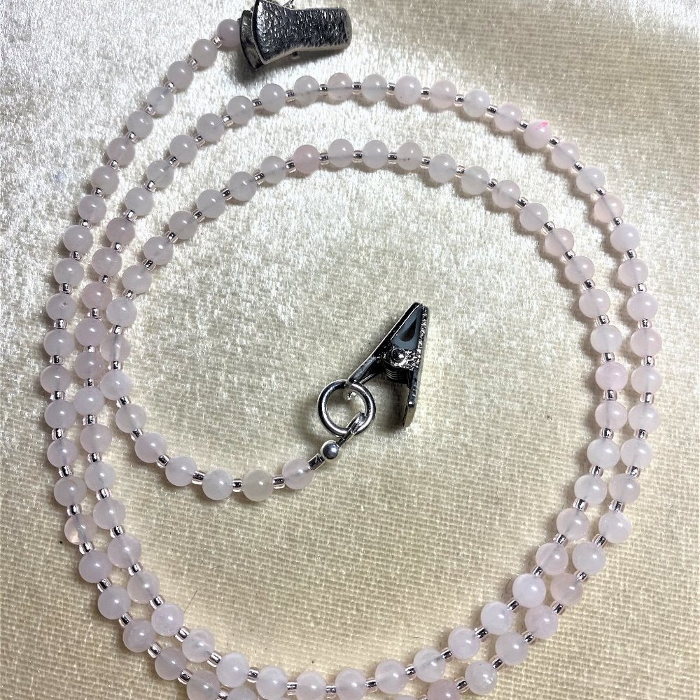 Natural Rose Quartz Eyeglass Chain #1402